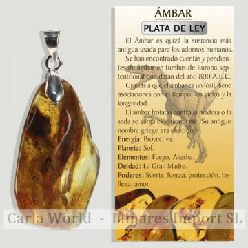 AMBRE. Pendentif ARGENT