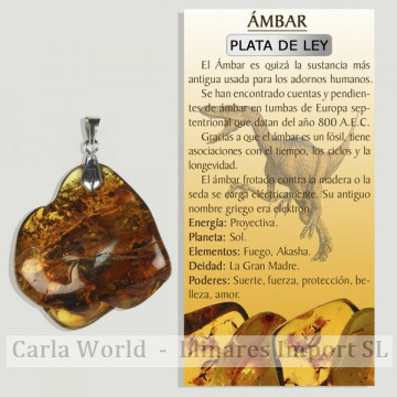 AMBRE. Pendentif ARGENT