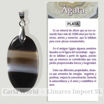 BLACK BANDED AGATE. Silver...