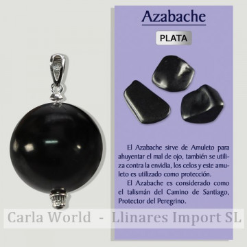 AZABACHE. Colgante Plata bola 22-23mm