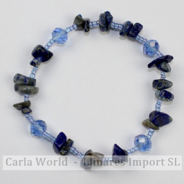 Bracelet baroque et cristal minéral. Lapis-lazuli