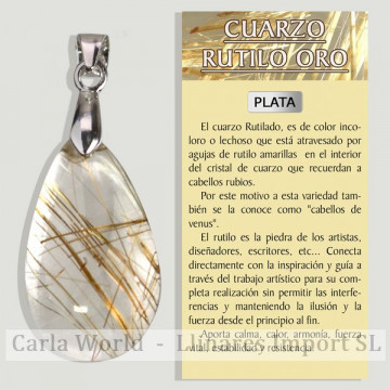 QUARTZ RUTILE DORÉ. Pendentif en argent. Formes assorties