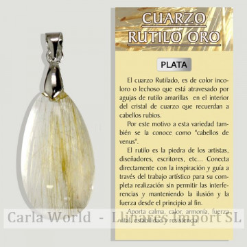 QUARTZ RUTILE DORÉ. Pendentif en argent. Formes assorties