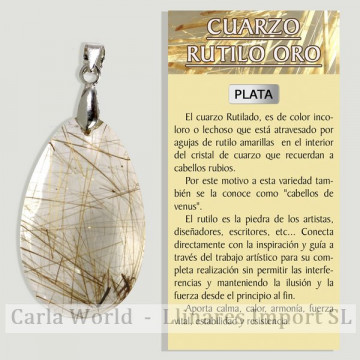 QUARTZ RUTILE DORÉ. Pendentif en argent. Formes assorties