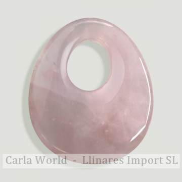 Donut Pendentif Ovale. 30x25mm. Quartz rose