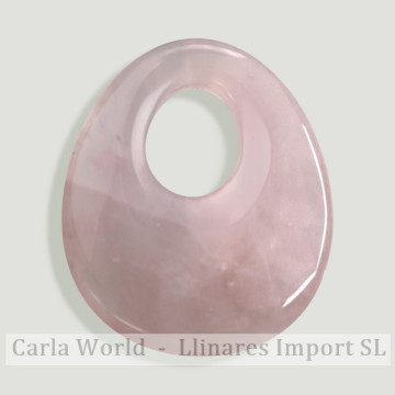 Colgante Donut Oval. 30x25mm. Cuarzo rosa