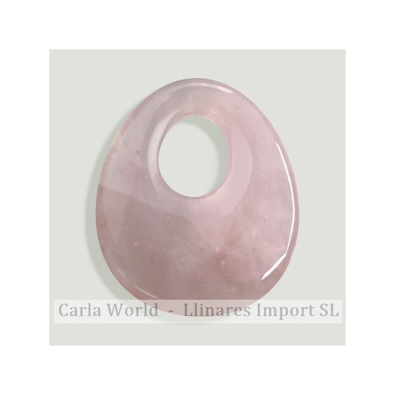 Colgante Donut Oval. 30x25mm. Cuarzo rosa Colgante Donut Oval. 30x25mm. Cuarzo rosa