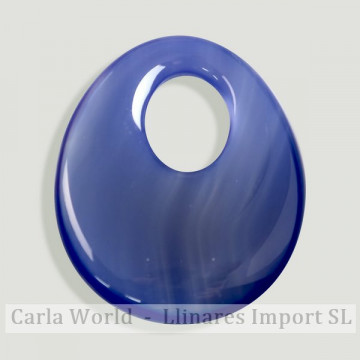 Colgante Donut Oval. 30x25mm. Ágata azul