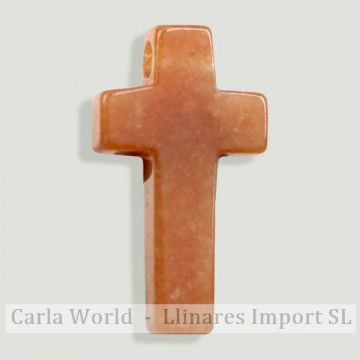 Pendentif croix. 18x32mm. Calcite orange