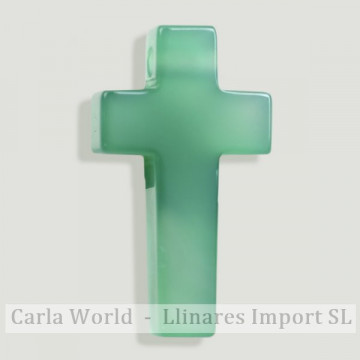 Pendentif croix. 18x32mm. Agate verte