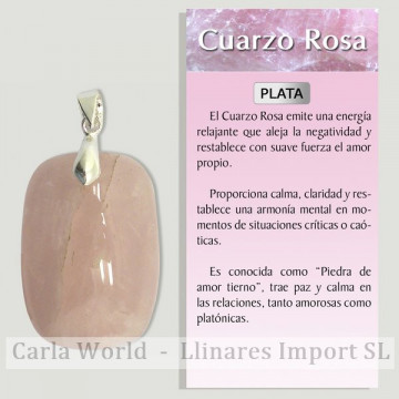 CUARZO ROSA. Colgante grande en PLATA. Formas surtidas