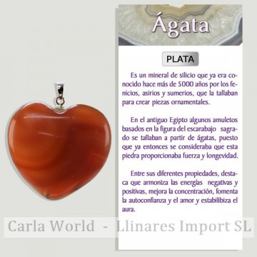 CARNEOLA. Heart. Silver...