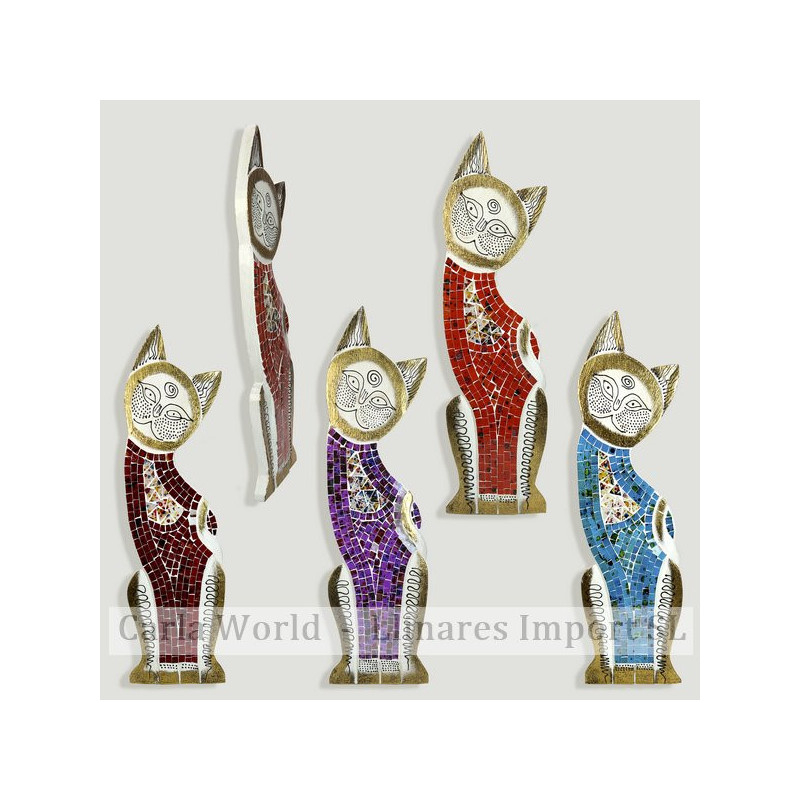 Gato madera mosaico. Colores surtidos. 15x50cm Gato madera mosaico. Colores surtidos. 15x50cm