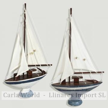 Sailboat wood. Assorted colors. 32x9x52cm