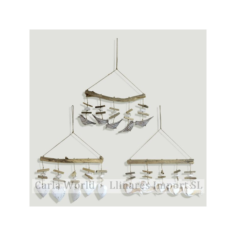 Horizontal wooden mobile 5 pieces + trunks. Assorted colors. 40x20cm approx. Horizontal wooden mobile 5 pieces + trunks. Assorted colors. 40x20cm approx.
