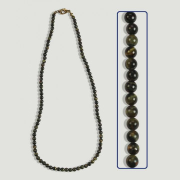 Collier oeil de faucon. Broche en métal doré avec noeud. 4mm