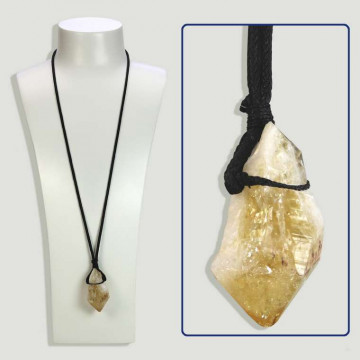 ROUCH CITRINE. Cotton cord pendant