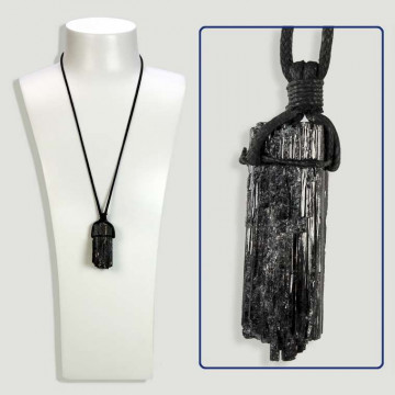 ROUGH TURMALINE. Cotton cord pendant