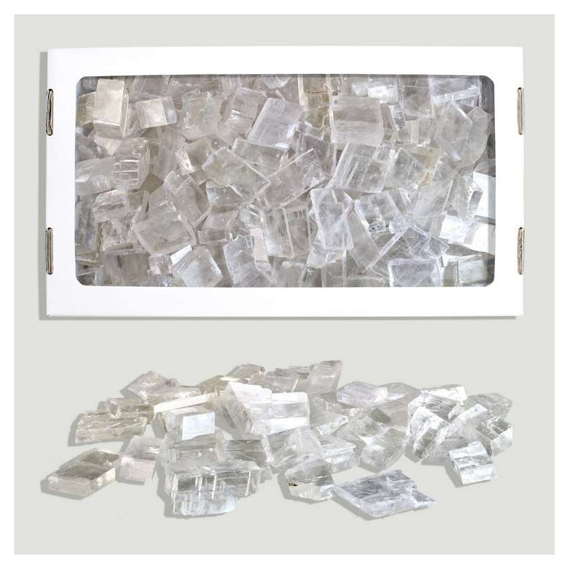 Espato Islandia. Masivo trocitos. 1,5k aprox 26x14cm (caja) Espato Islandia. Masivo trocitos. 1,5k aprox 26x14cm (caja)