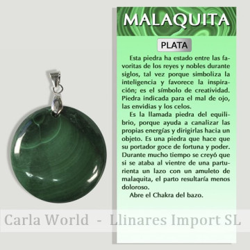 MALAQUITA. Colgante PLATA....