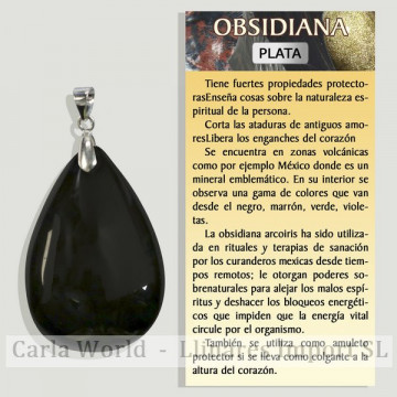 OBSIDIANA ARCO IRIS. Colgante plata. Formas surtidas