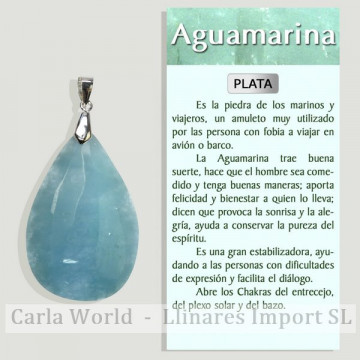 AQUAMARINE. Silver pendant Assorted forms