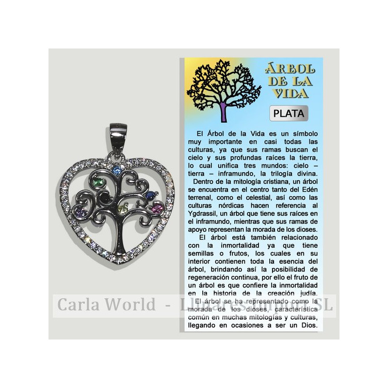 TREE OF LIFE HEART. Silver pendant with zircons. 20x20mm TREE OF LIFE HEART. Silver pendant with zircons. 20x20mm
