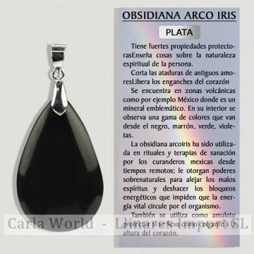 OBSIDIANA ARCO IRIS. Silver pendant Assorted forms