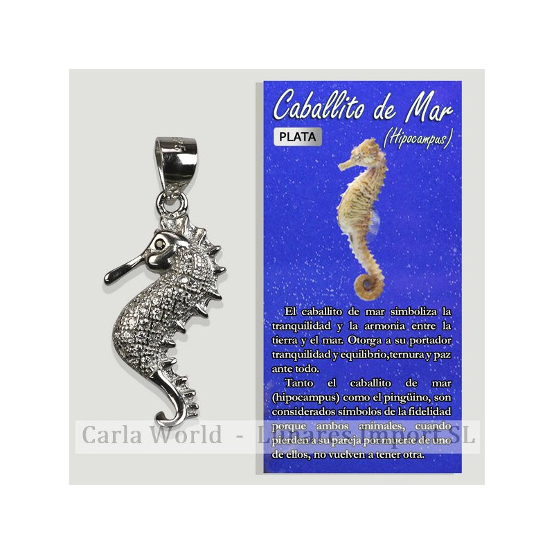 HIPPOCAMPE. Pendentif en argent avec zircons. 12x23mm HIPPOCAMPE. Pendentif en argent avec zircons. 12x23mm