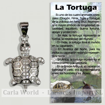 TURTLE. Silver pendant with zircons. 16x23mm