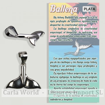 BALEIA Cola. Pingente de prata com zircões. 16x18mm