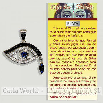EYE SHIVA. Silver pendant with zircons. 14x21mm