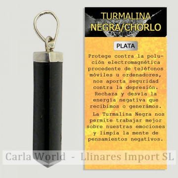 TURMALINA NEGRA. Colgante plata