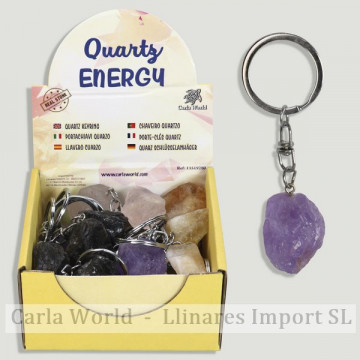 ENERGIA QUARTZ. Porta-chaves em quartzo bruto