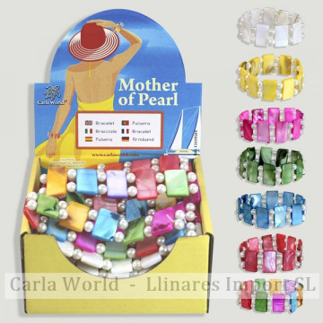 MOTHER of PEARL. Pulsera Nacar y bolas colores surtidos