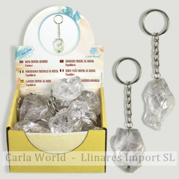 QUARTZO DE CRISTAL. Porta-chaves em bruto mineral