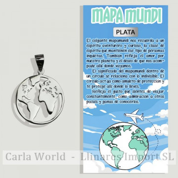 MAPAMUNDI. Pendentif carte du monde en argent. 15x15mm