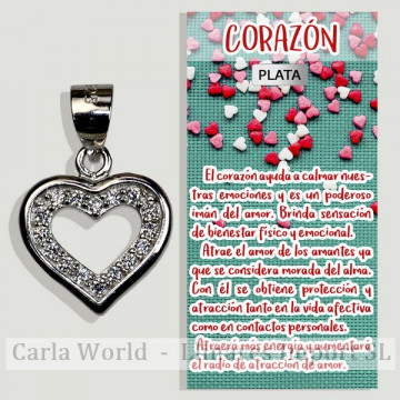 CORAZÓN. Colgante plata circonitas. 14x13mm