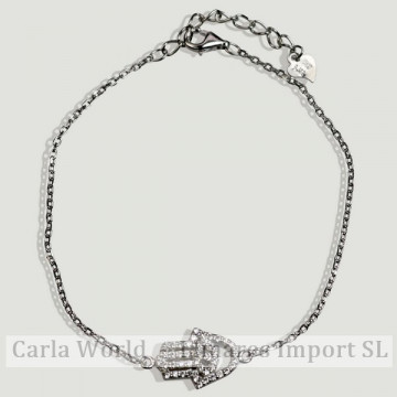 FÁTIMA HAND Bracelet chaîne en argent et zircone