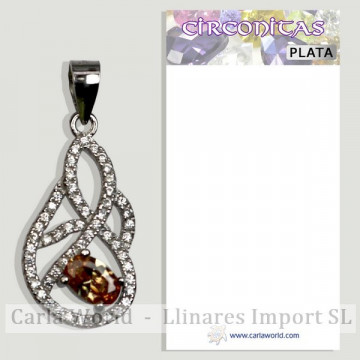 Pendant silver zirconia.  12x22mm