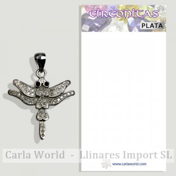 LIBELULA. Pendentif en zircone argent. 19x27mm