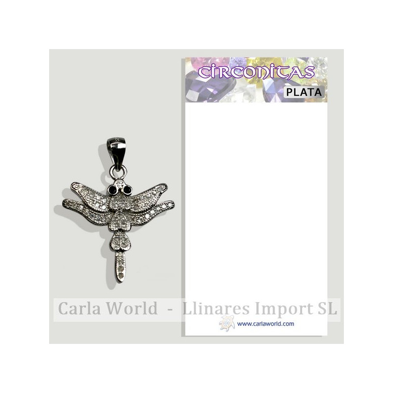 LIBÉLULA. Colgante plata circonitas. 19x27mm LIBÉLULA. Colgante plata circonitas. 19x27mm