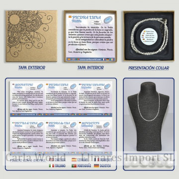 PIEDRA DA LUA. Colar de bola facetado 2mm em caixa