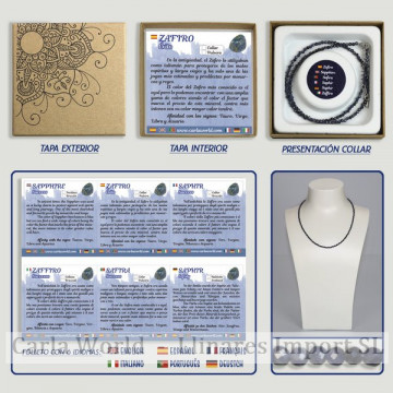 SAFIRA. Colar de bola facetado 2mm em caixa