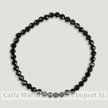 BLACK TOURMALINE. Mineral faceted bracelet. 4mm.