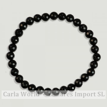 TURMALINA NEGRA. Pulsera mineral bola facetada. 6mm.