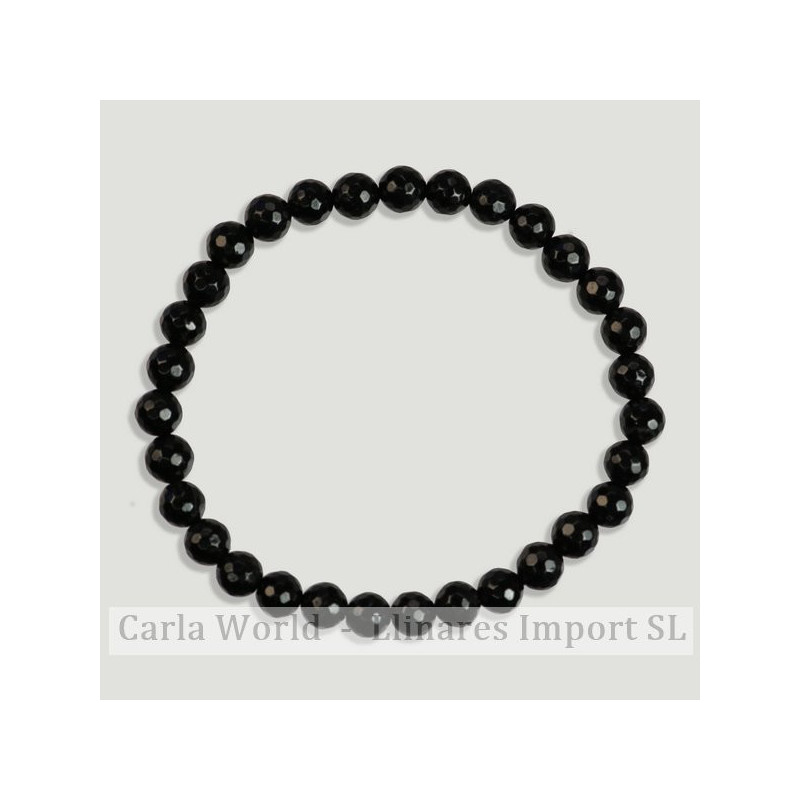 TURMALINA NEGRA. Pulsera mineral bola facetada. 6mm. TURMALINA NEGRA. Pulsera mineral bola facetada. 6mm.