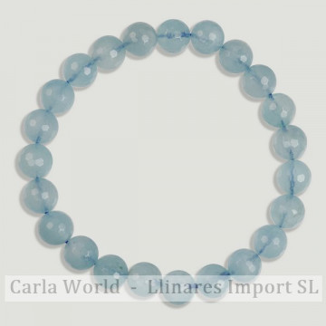 AQUAMARINE. Mineral faceted bracelet. 8mm.