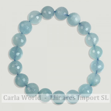 AQUAMARINE. Mineral faceted bracelet. 10mm.