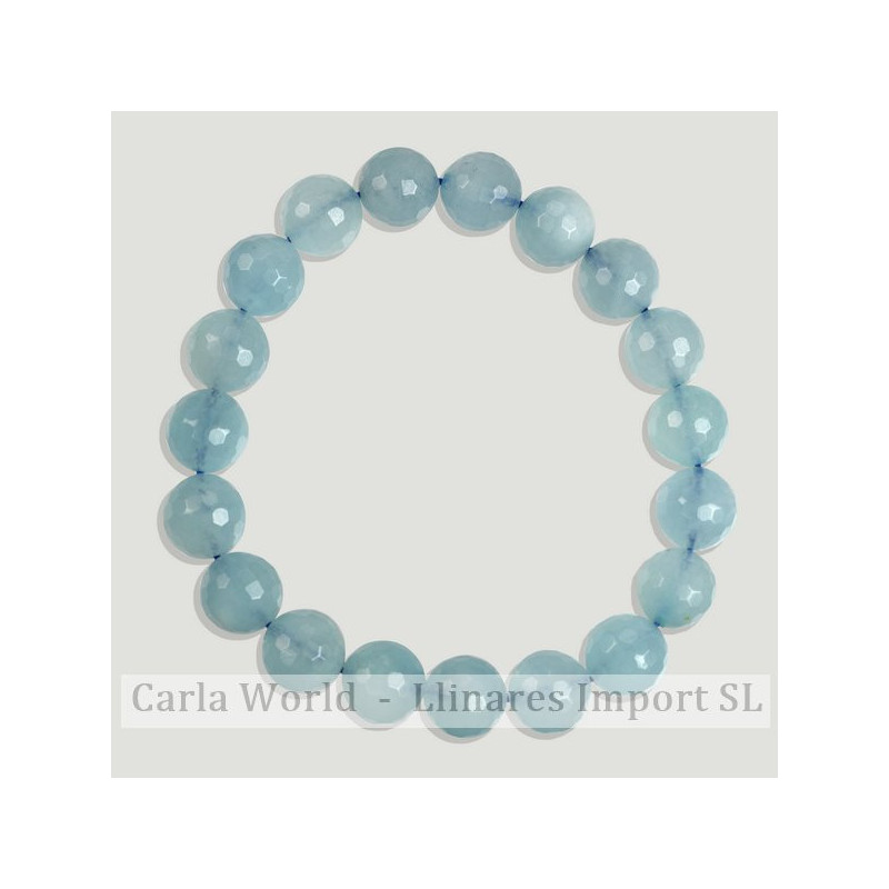 AGUAMARINA. Pulsera mineral bola facetada. 10mm. AGUAMARINA. Pulsera mineral bola facetada. 10mm.